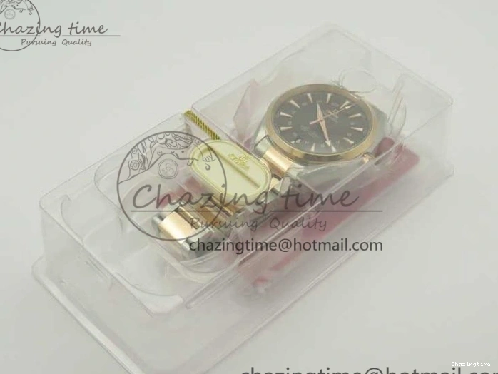 0511 Aqua Terra 150M GMT SS RG VSF 1:1 Best Edition Brown Textured Dial on SS RG Bracelet A8605 Super Clone Original 8058